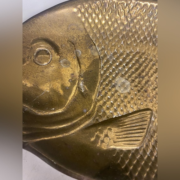 Solid Brass Fish Shaped Trinket Dish Tray 13 Inch - Picture 5 of 13